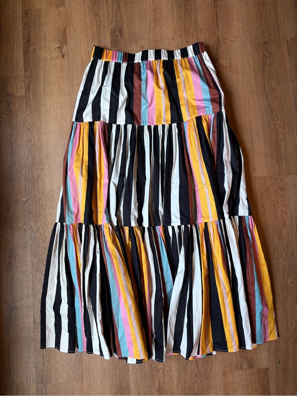 Tory Burch Striped Tiered Maxi Skirt Women’s Large L Cotton Multicolor Boho